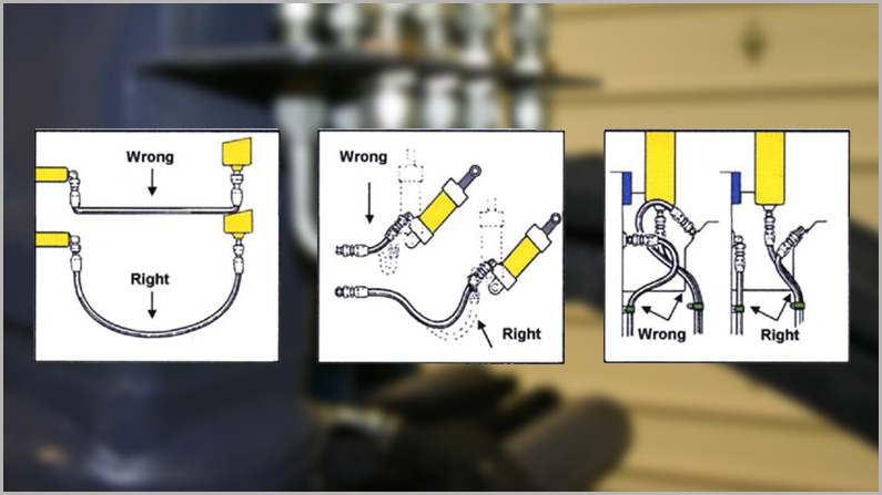 wrong hydraulic hose routing