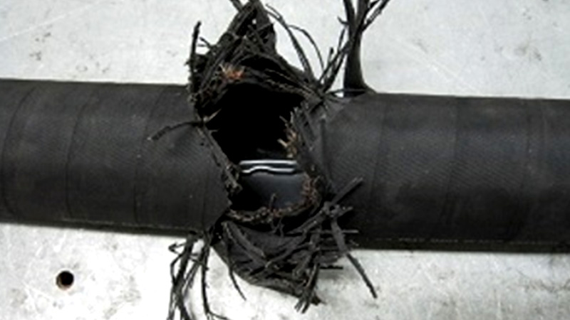 damaged hydraulic hose