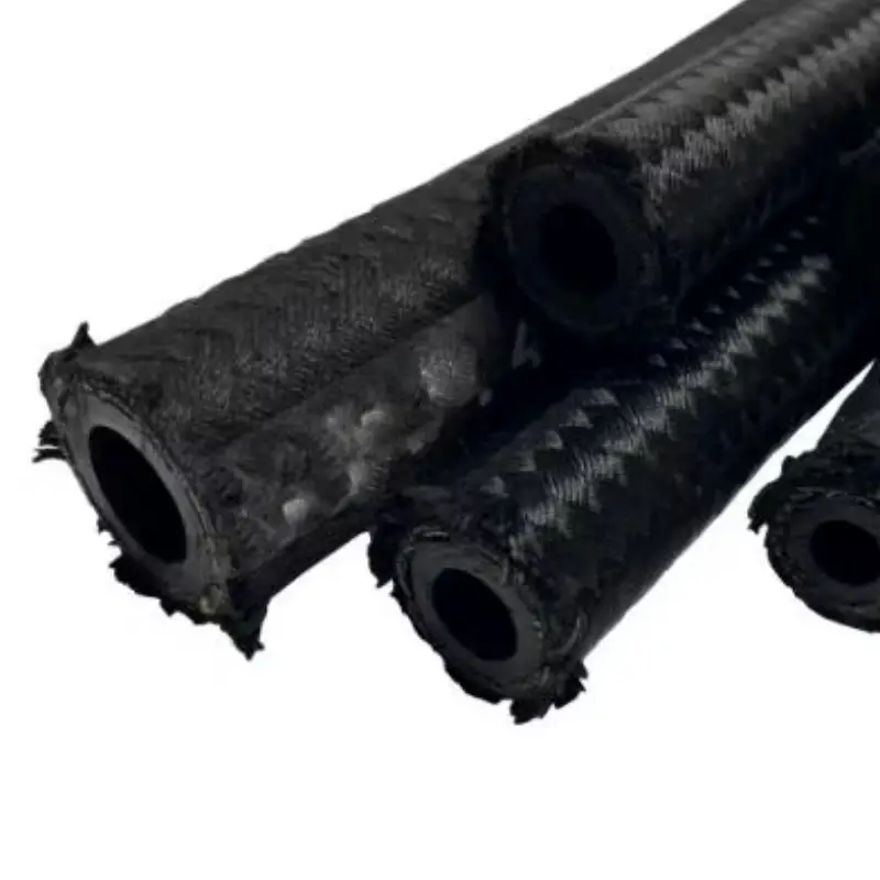 fabric covered hydraulic hose black