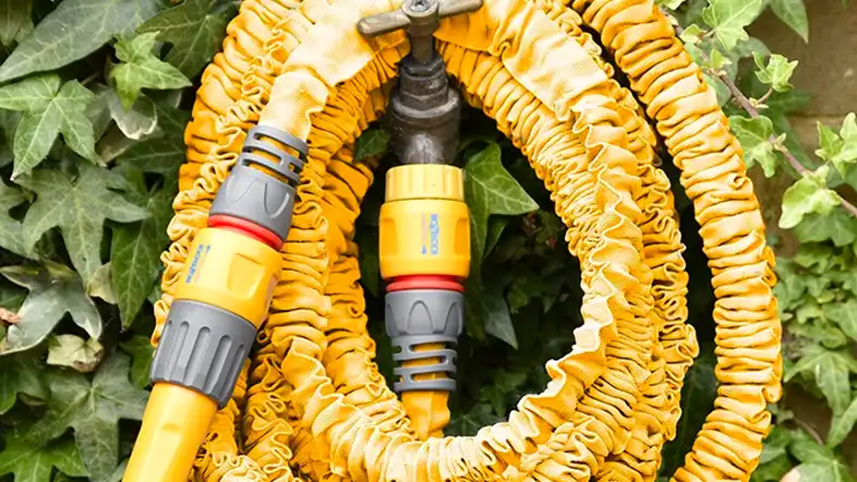 yellow expandable garden hose