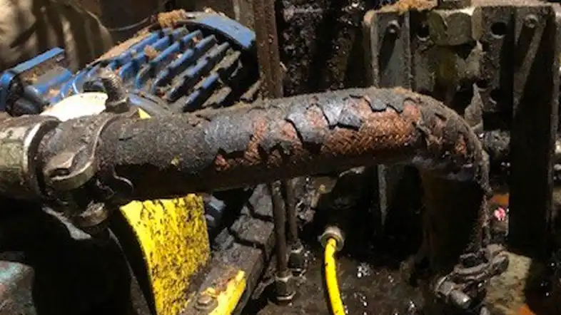 broken hydraulic hose
