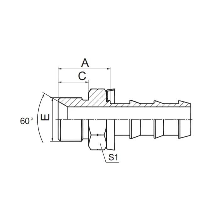 12611 PO push on hose fitting