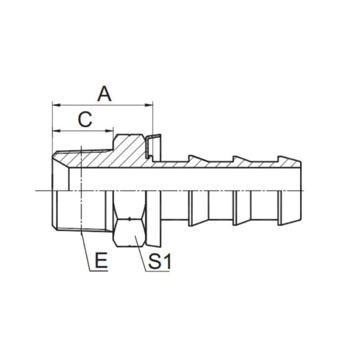 15611 PO push on hose fitting