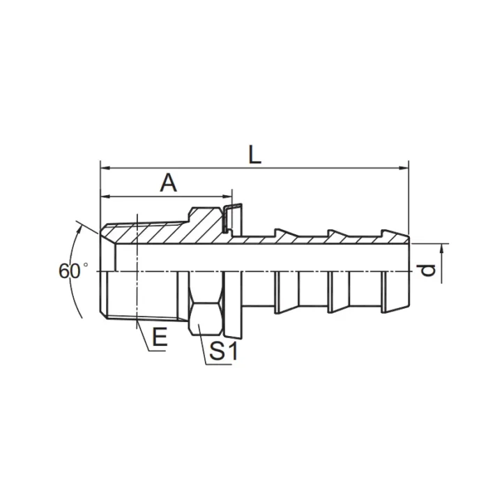 15611 PO(BR) push on hose fitting