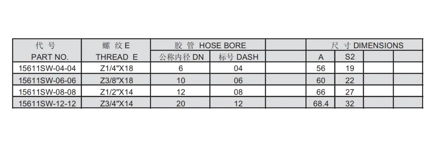 15611SW swivel hose fitting specification