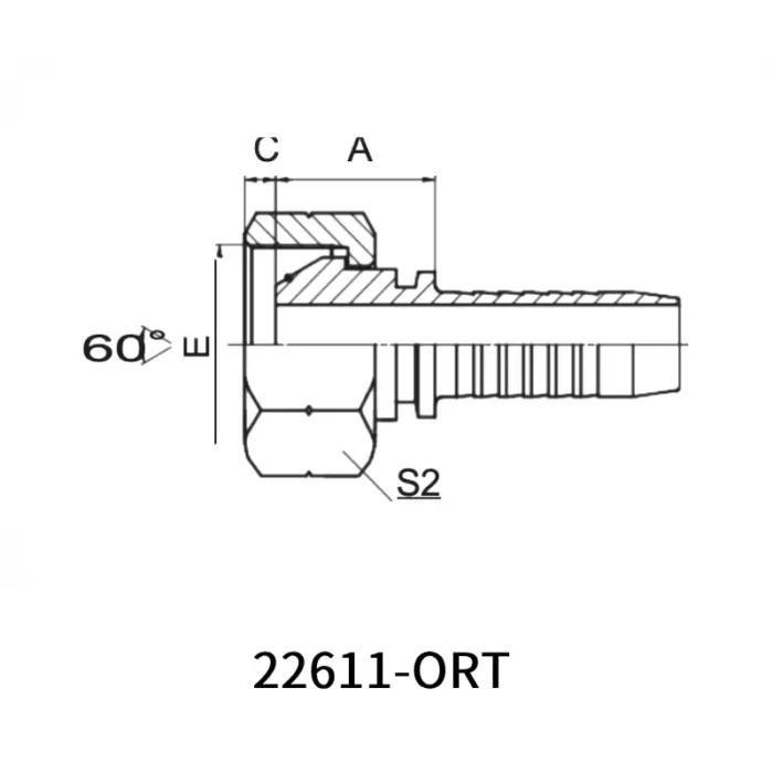 22611 ORT hydraulic hose fitting