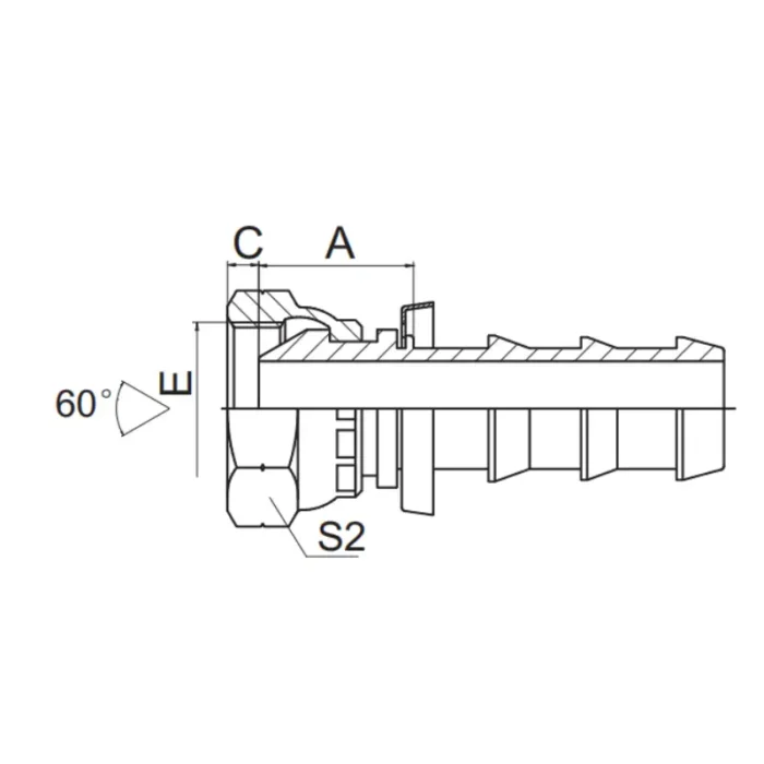 22611 PO push on hose fitting