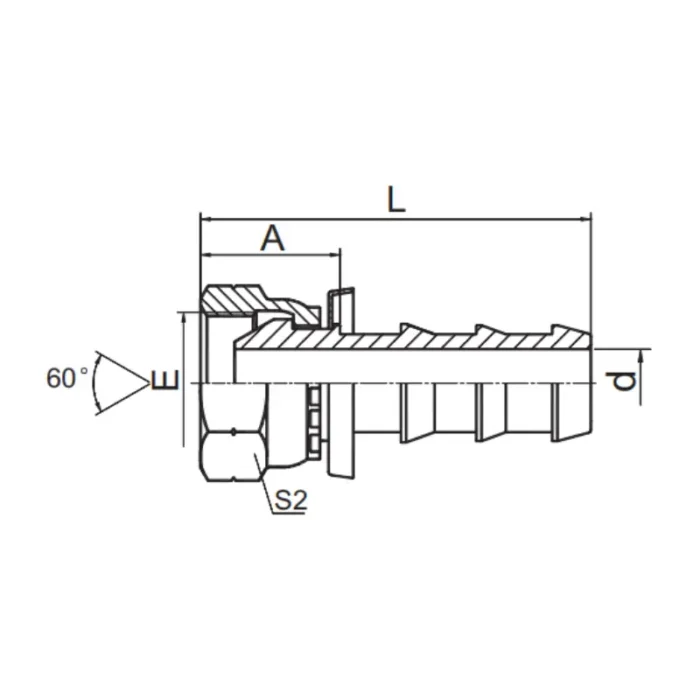 22611 PO(BR) push on hose fitting