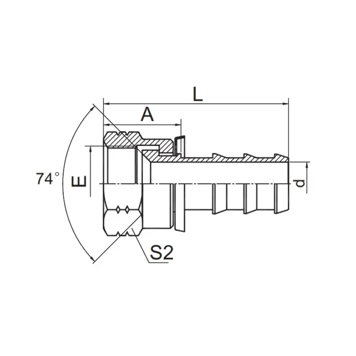 26711 PO(BR)) push on hose fitting