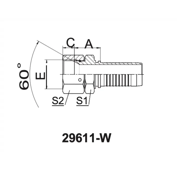 29611 W hydraulic hose fitting