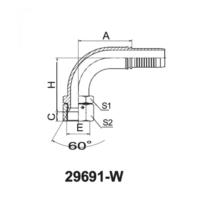 29691 W hydraulic hose fitting