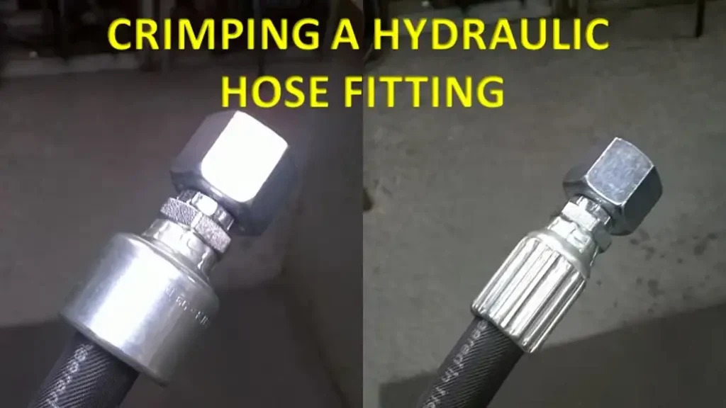 before and after hydraulic hose fitting crimping