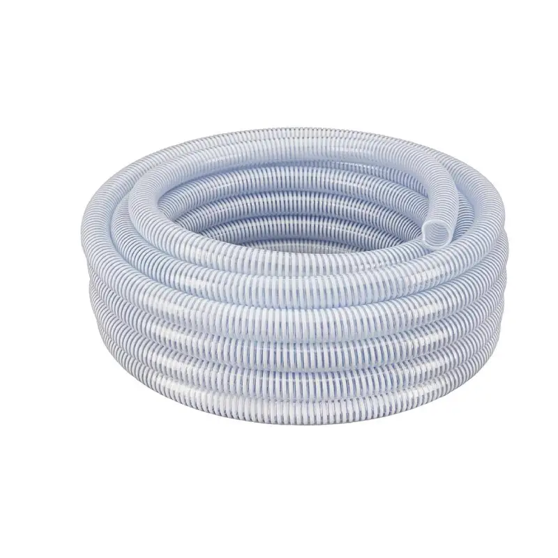 flexible pvc clear suction and discharge hose with white helix