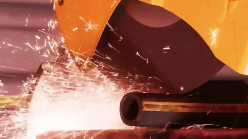 how to cut hydraulic hoses using chop saw