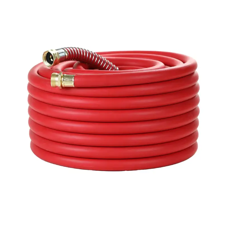 red rubber garden hose