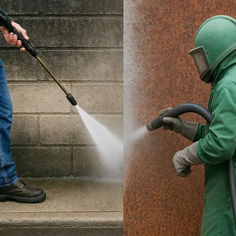 sandblast and power washing