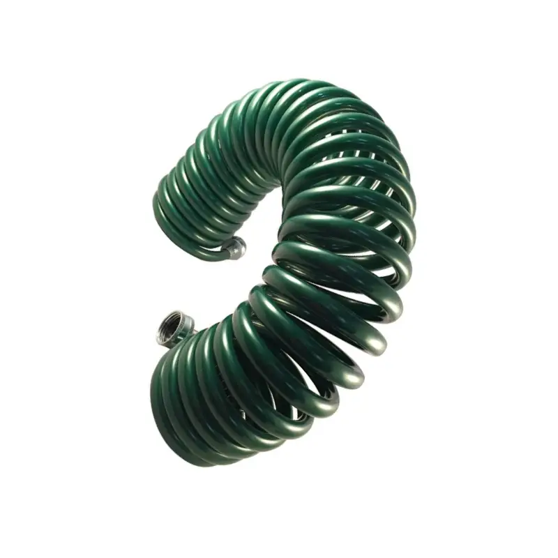 dark green coiled rubber hose