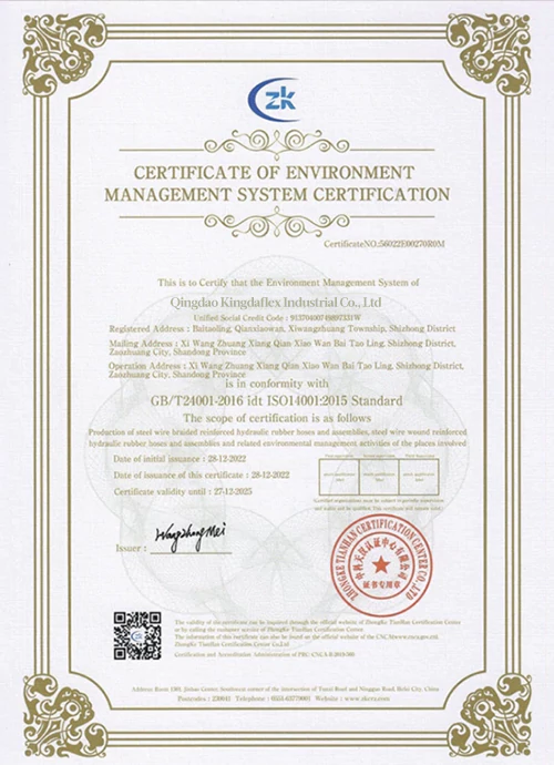 Iso 14001 2015 certificate Kingdaflex webp