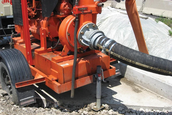 Water extraction rubber hose at the construction site