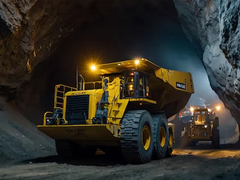 heavy excavator under mining cave